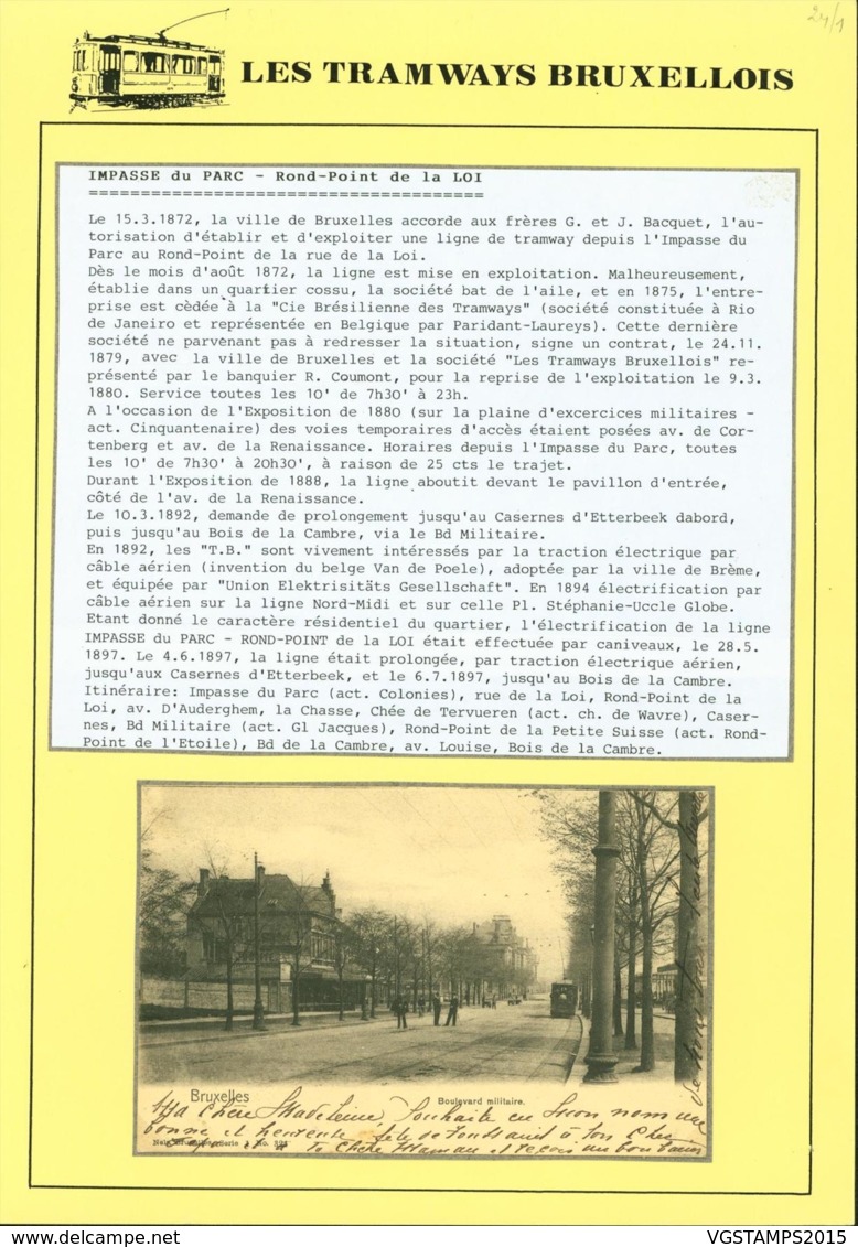 BELGIQUE CP TRAMWAYS BRUXELLOIS " BOULEVARD MILITAIRE " + DESCRIPTIF (DD) DC-1421 - Other & Unclassified