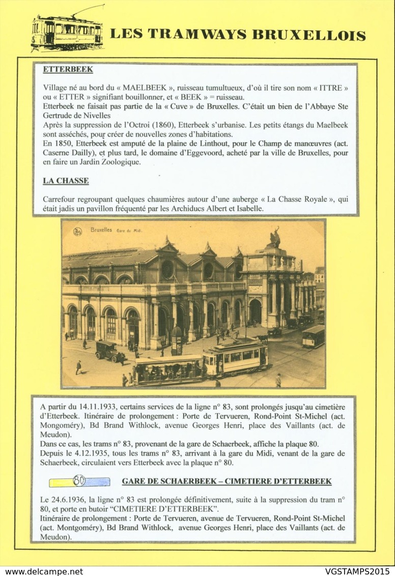 BELGIQUE CP TRAMWAYS BRUXELLOIS " GARE DU MIDI " + DESCRIPTIF (DD) DC-1422 - Autres & Non Classés