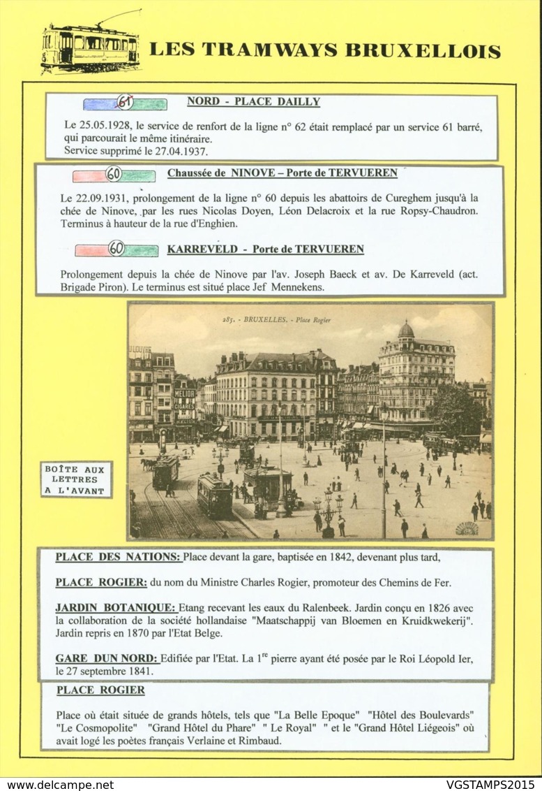 BELGIQUE CP TRAMWAYS BRUXELLOIS "PLACE ROGIER " TRAM 60+ DESCRIPTIF (DD) DC-1427 - Autres & Non Classés