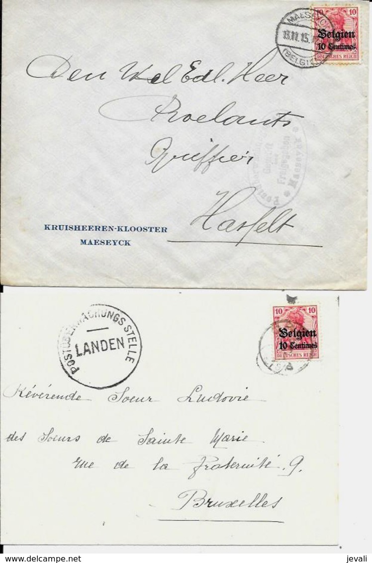 2 X Lettre Deutsches Reich  -  LANDEN + MAESEYCK - OC1/25 Gouvernement Général