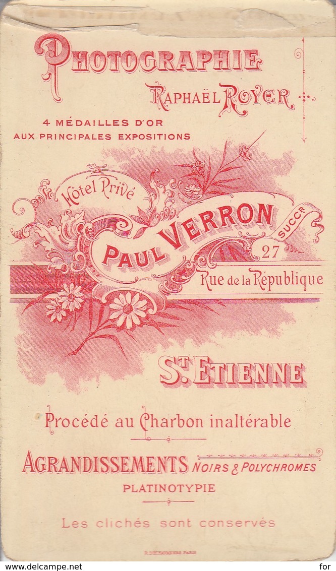 Photographie : C.D.V. : Post - Mortem : Enfant ( Bébé ) - Paul Verron : St-étienne - Loire - Anciennes (Av. 1900)