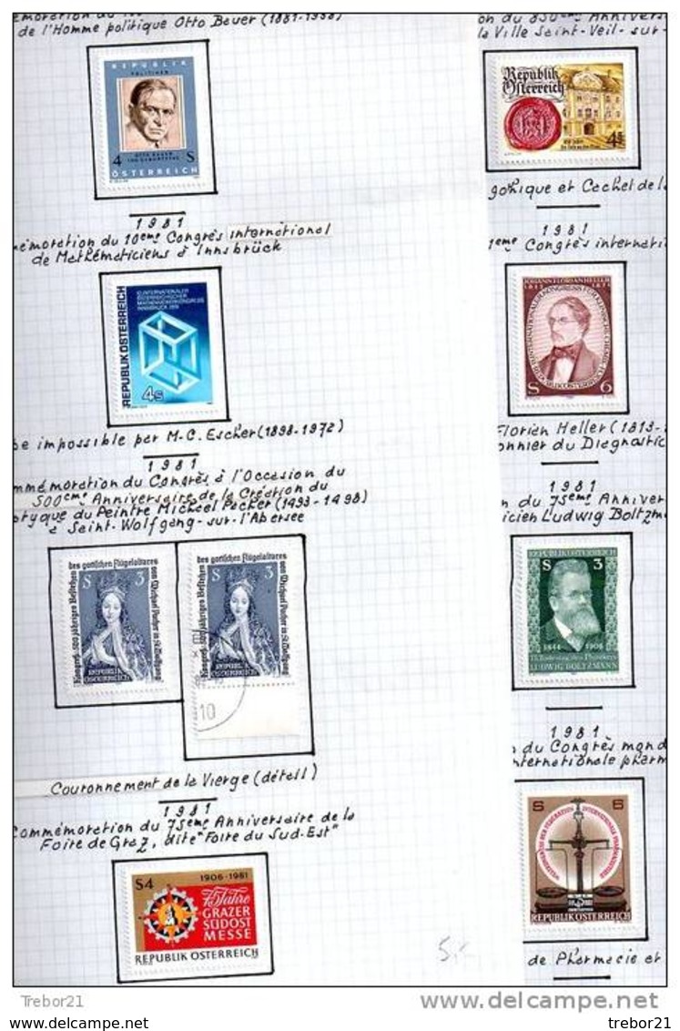 Collection de  timbres d' AUTRICHE. Cote 1 347 €uros