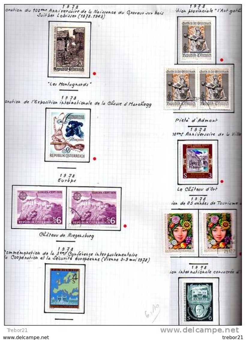 Collection de  timbres d' AUTRICHE. Cote 1 347 €uros