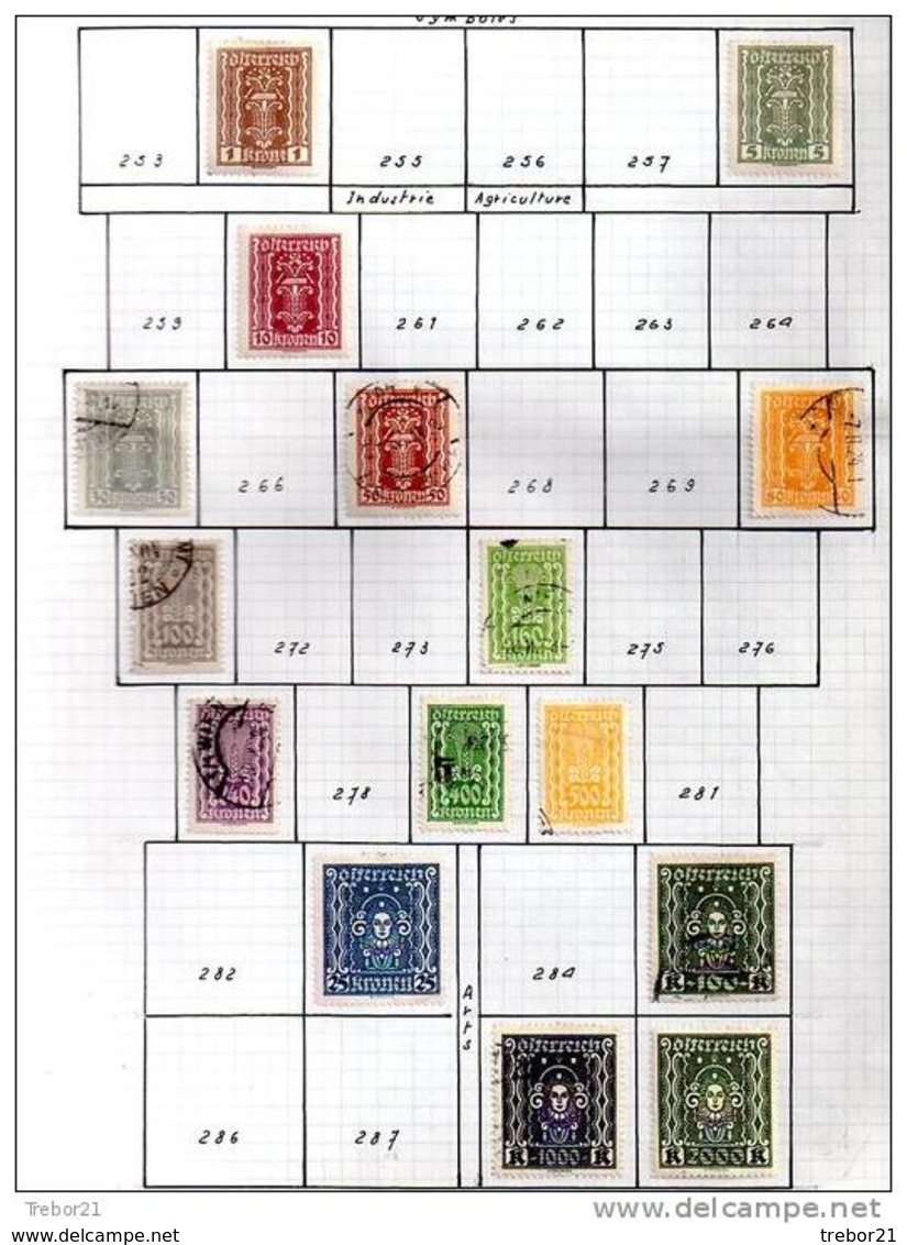 Collection de  timbres d' AUTRICHE. Cote 1 347 €uros