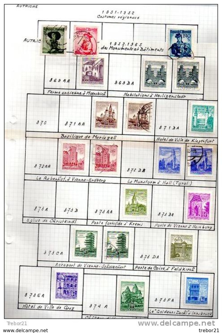 Collection de  timbres d' AUTRICHE. Cote 1 347 €uros