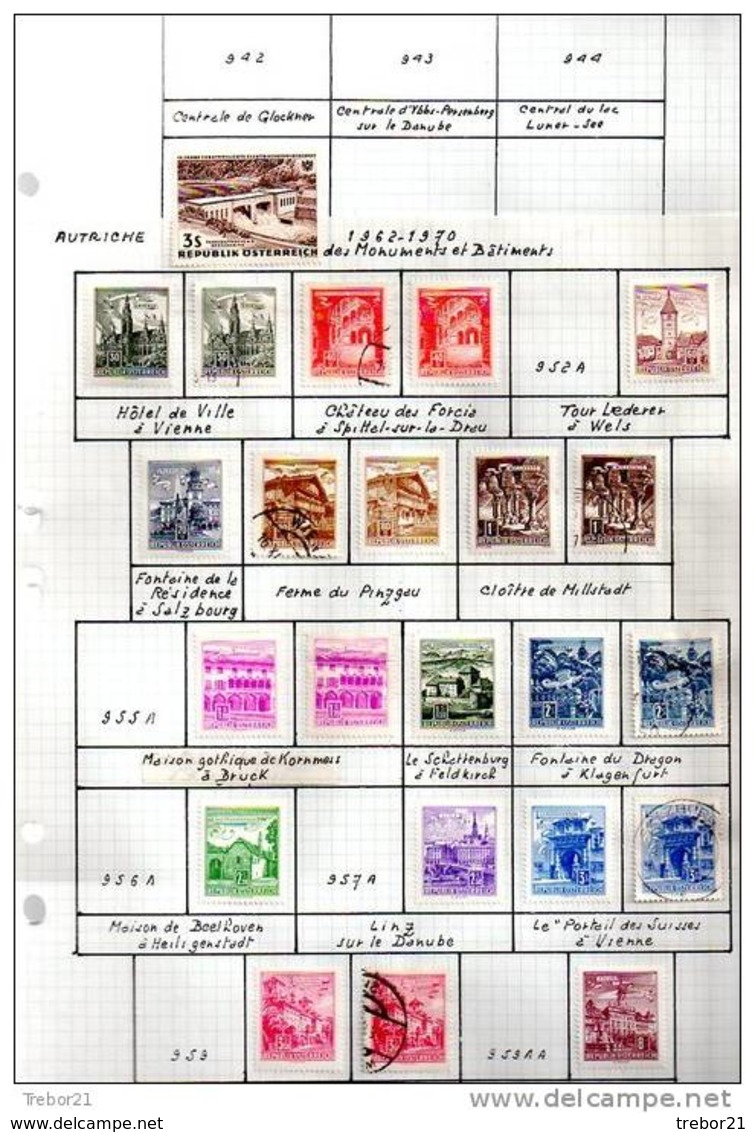 Collection de  timbres d' AUTRICHE. Cote 1 347 €uros