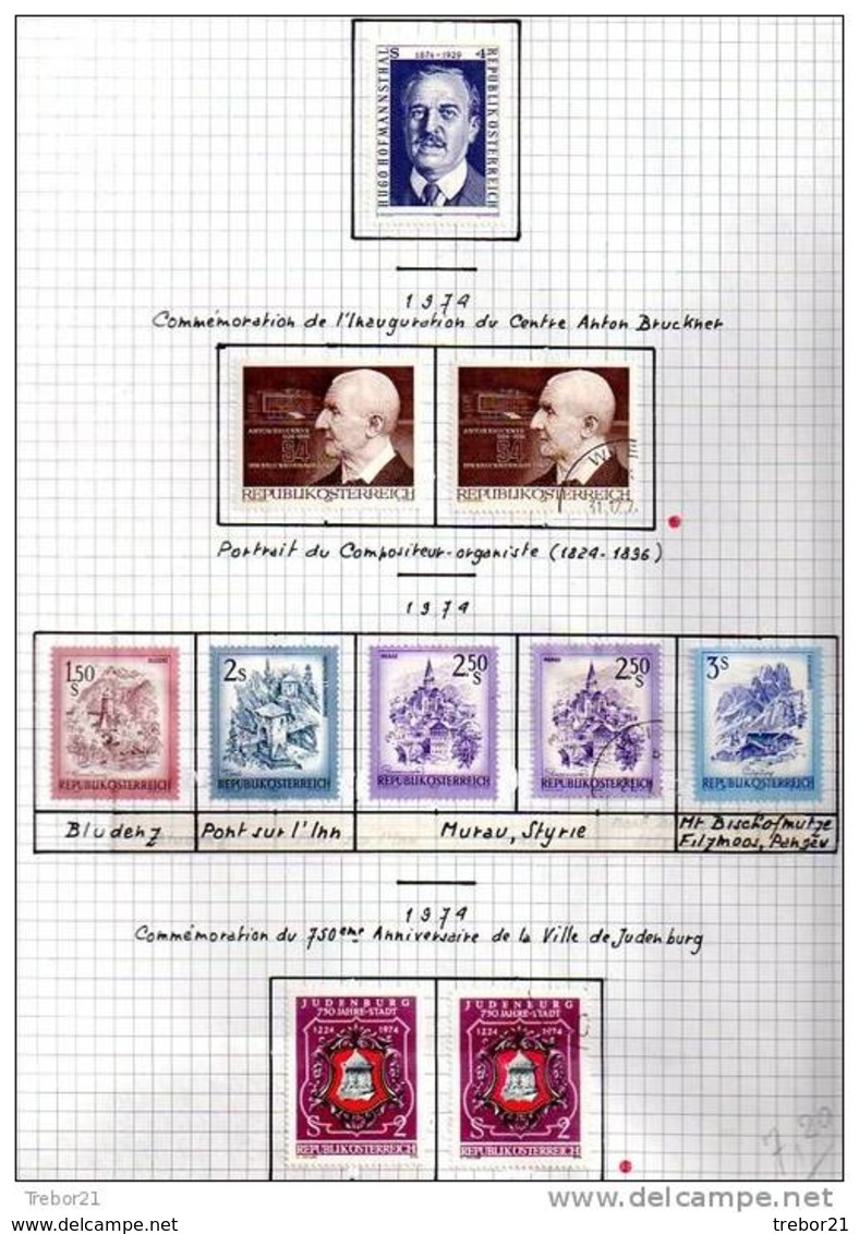 Collection de  timbres d' AUTRICHE. Cote 1 347 €uros