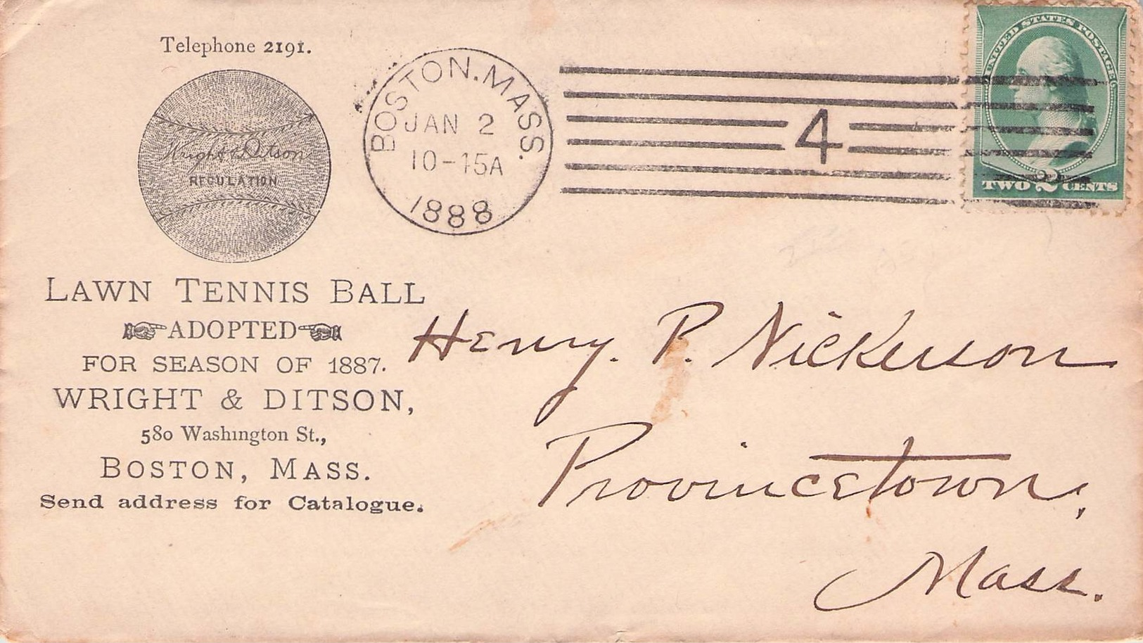 USA - DECORATIVE BUSINESS LETTER 1888 BOSTON - PRINCETOWN - Lettres & Documents