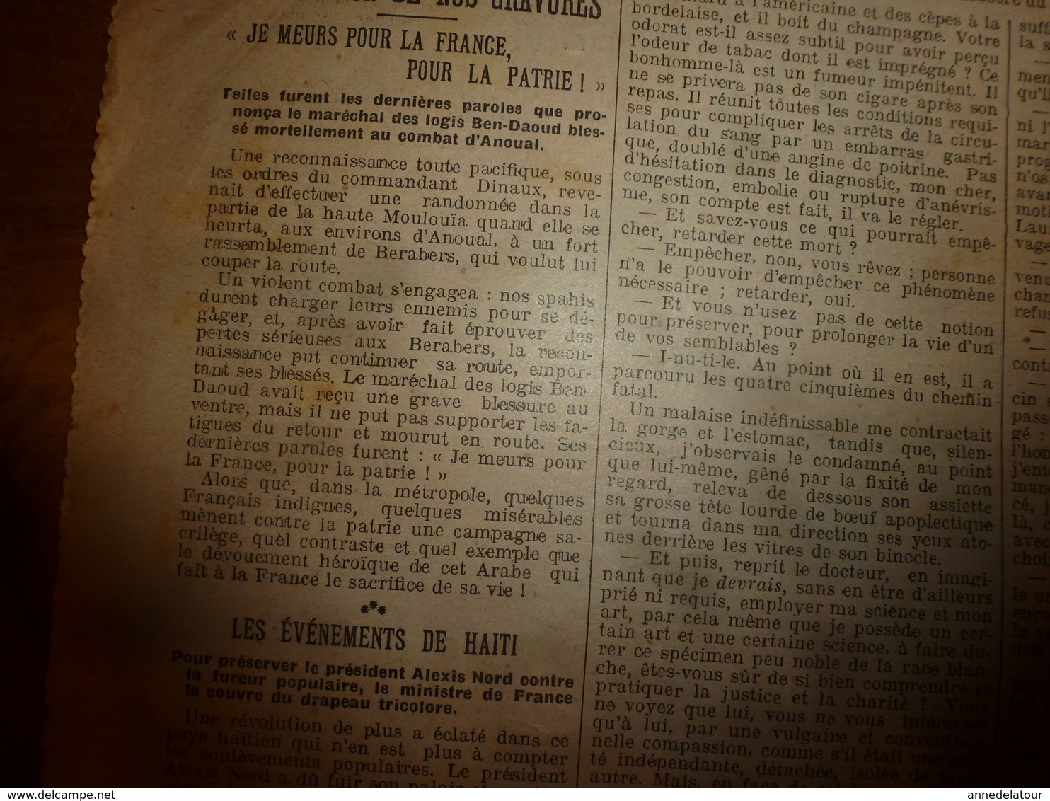 1908 LE PETIT JOURNAL:Héroïque Maréchal Des Logis Ben-Daoud à Anoual;Histoire D'un Honnête Voleur Avec Mr Marsolié; Etc - Le Petit Journal