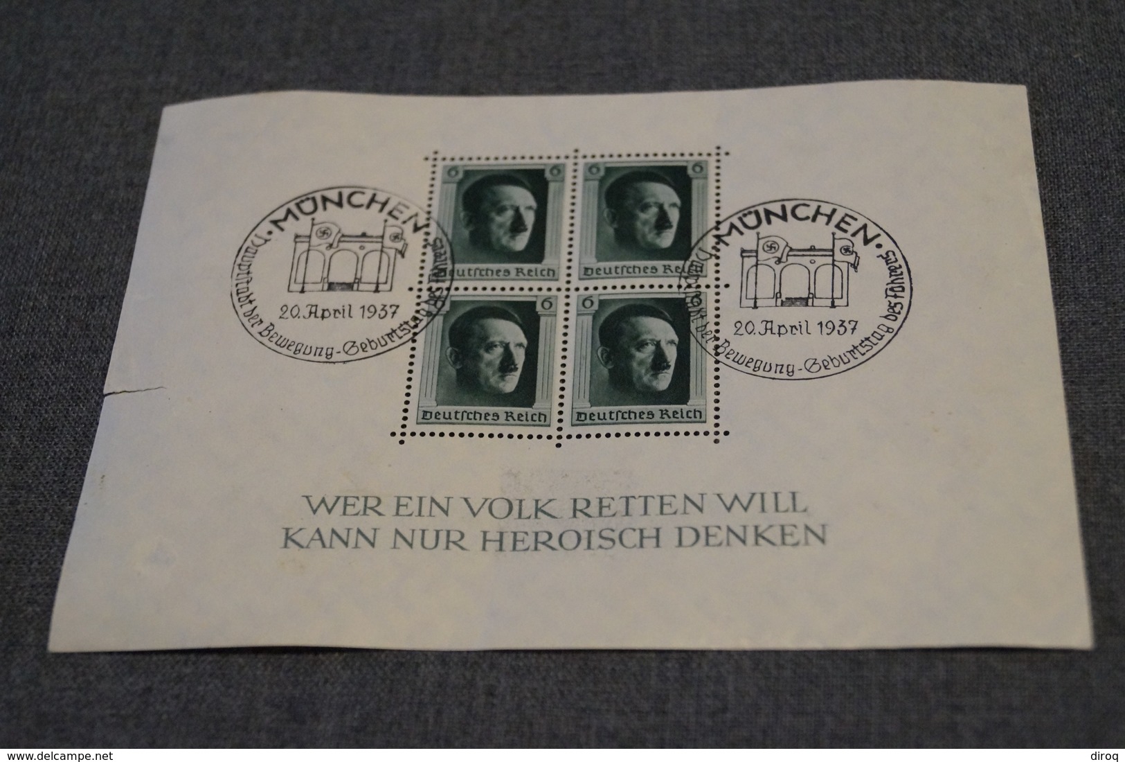 ALLEMAGNE - BLOCS FEUILLETS - O - N°8 - ADOLF HITLER - Obl. Grd Cachet Illustré 1937 Pour Collection - Neufs