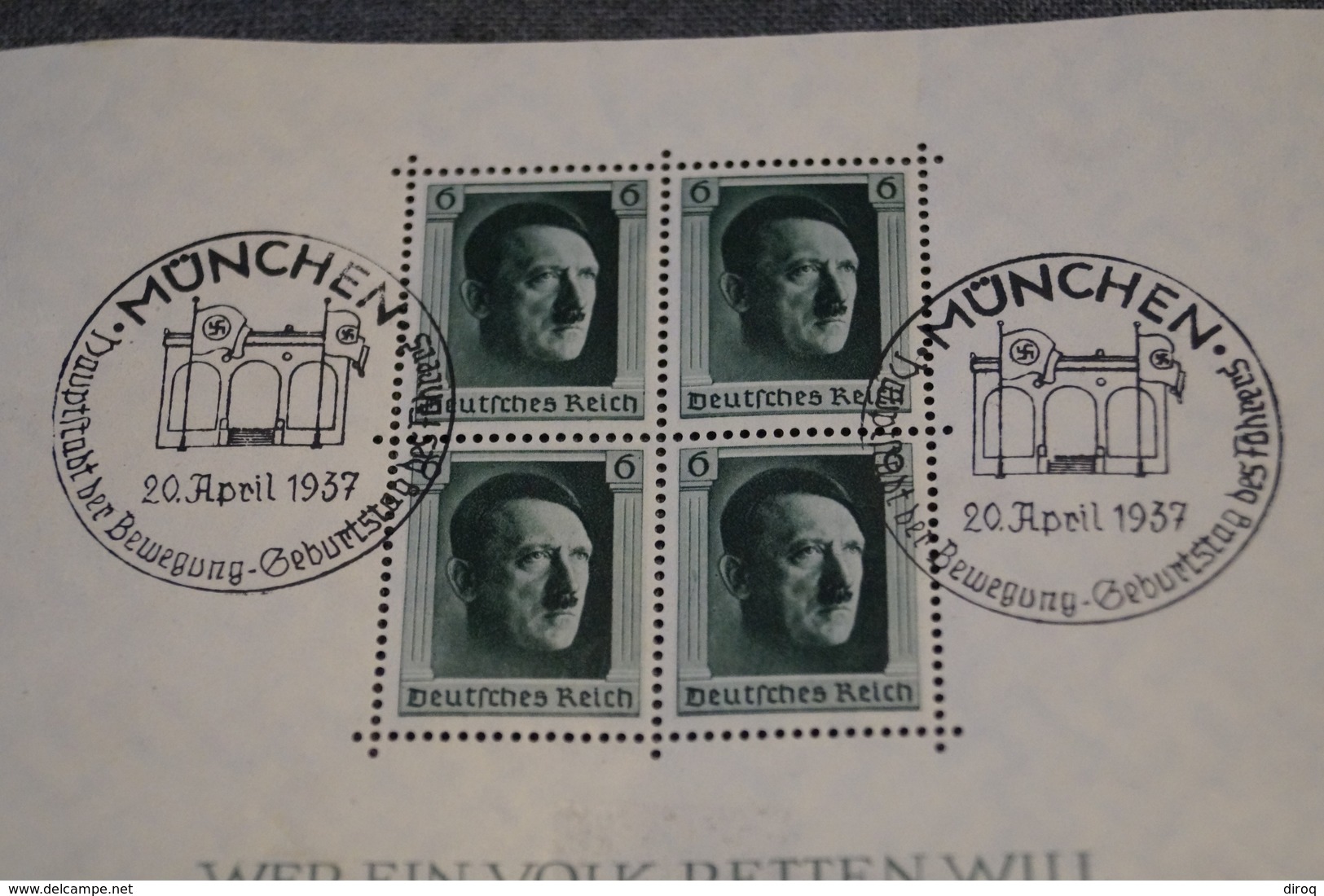 ALLEMAGNE - BLOCS FEUILLETS - O - N°8 - ADOLF HITLER - Obl. Grd Cachet Illustré 1937 Pour Collection - Neufs