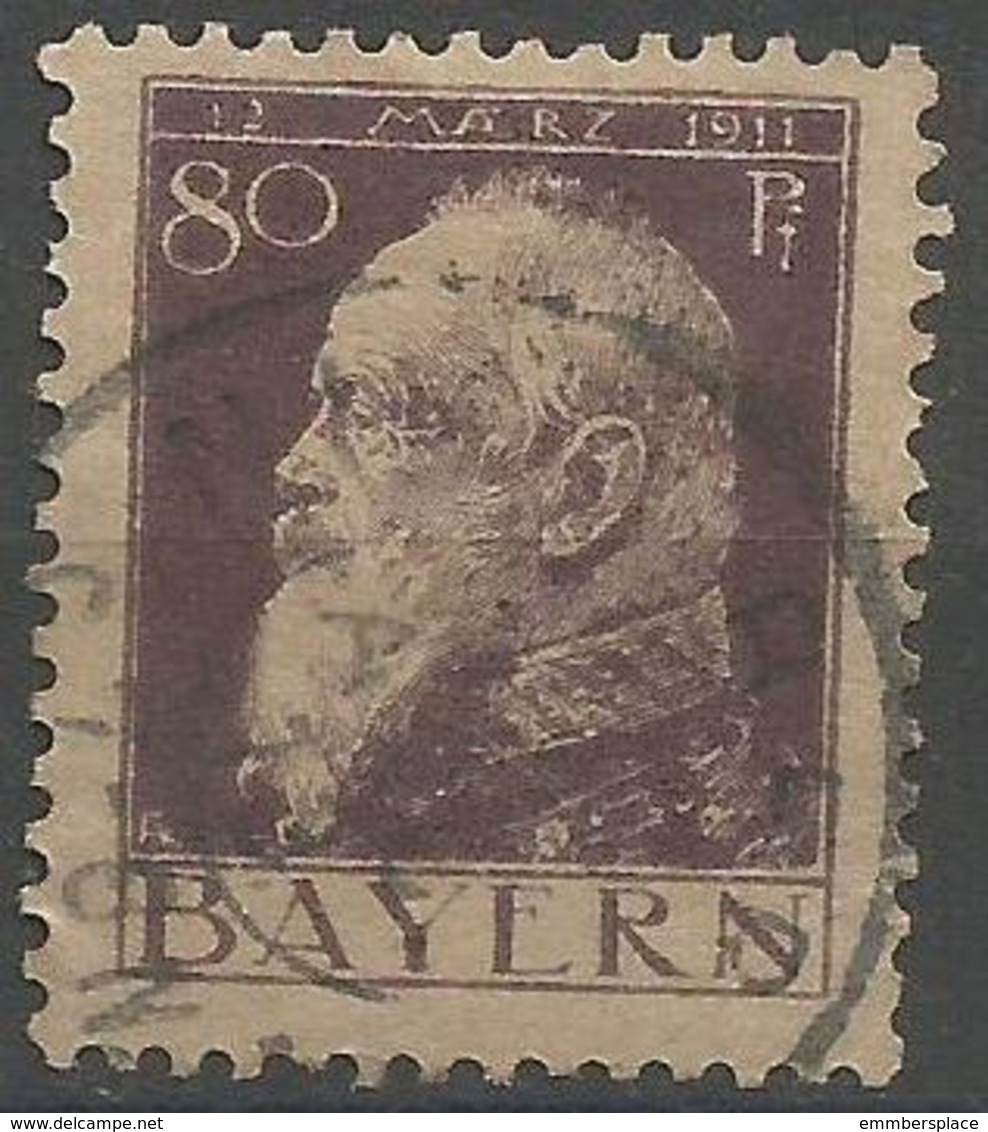 Bavaria - 1911 Prince Luitpold Birthday 80pf Used    SG 147 Type 1 - Used