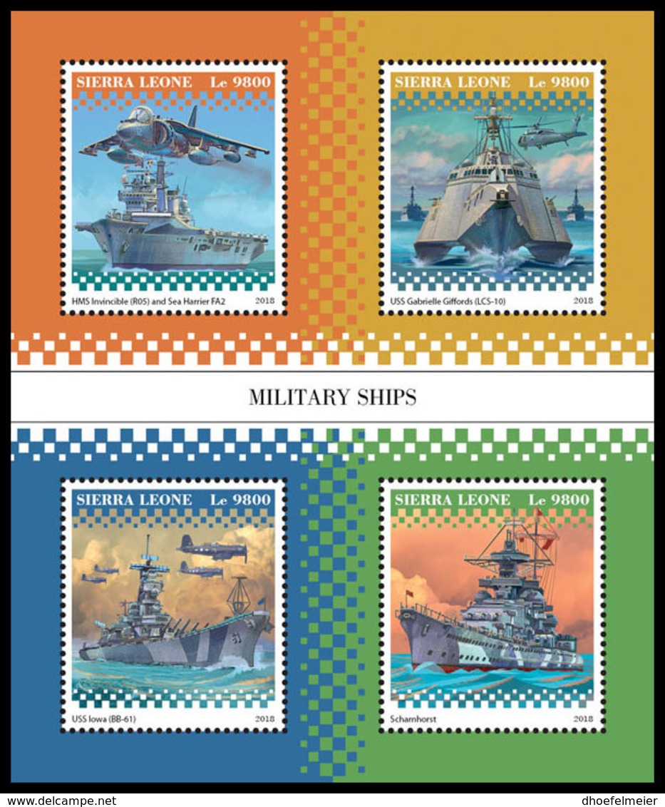 SIERRA LEONE 2018 **MNH Helicopter Hubschrauber Military Ships M/S - IMPERFORATED - DH1901 - Helicopters