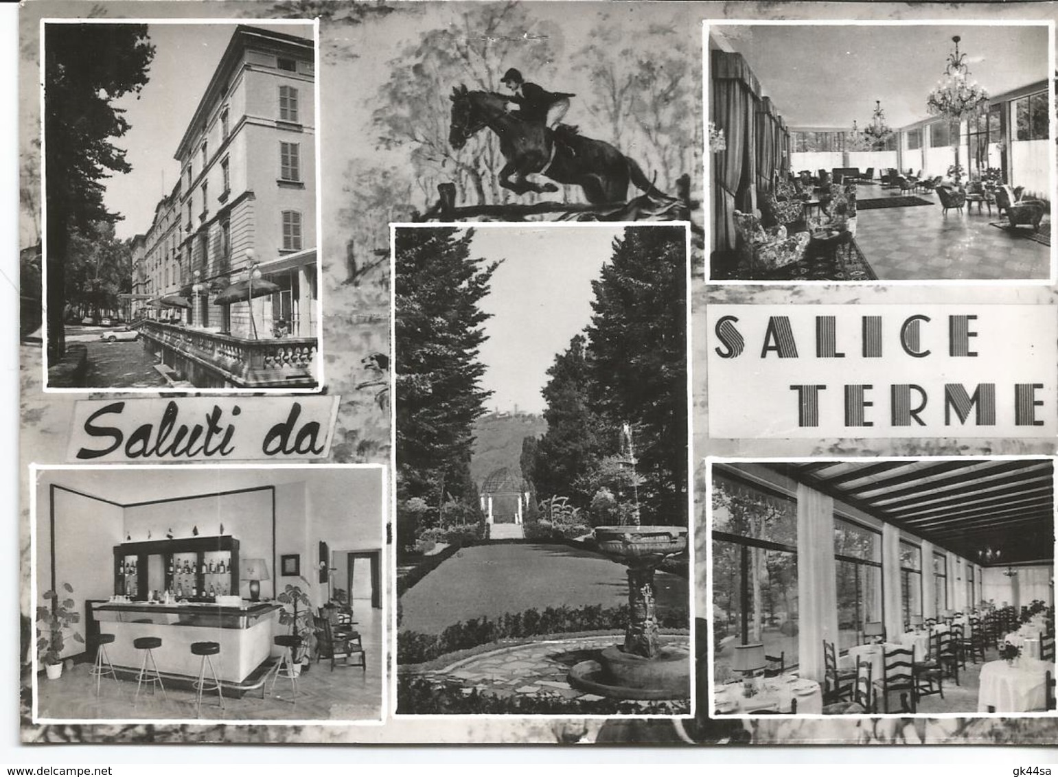 SALUTI DA SALICE TERME - 5 Vedutine + Foto Equitazione - Viaggiata 1965 - Pavia