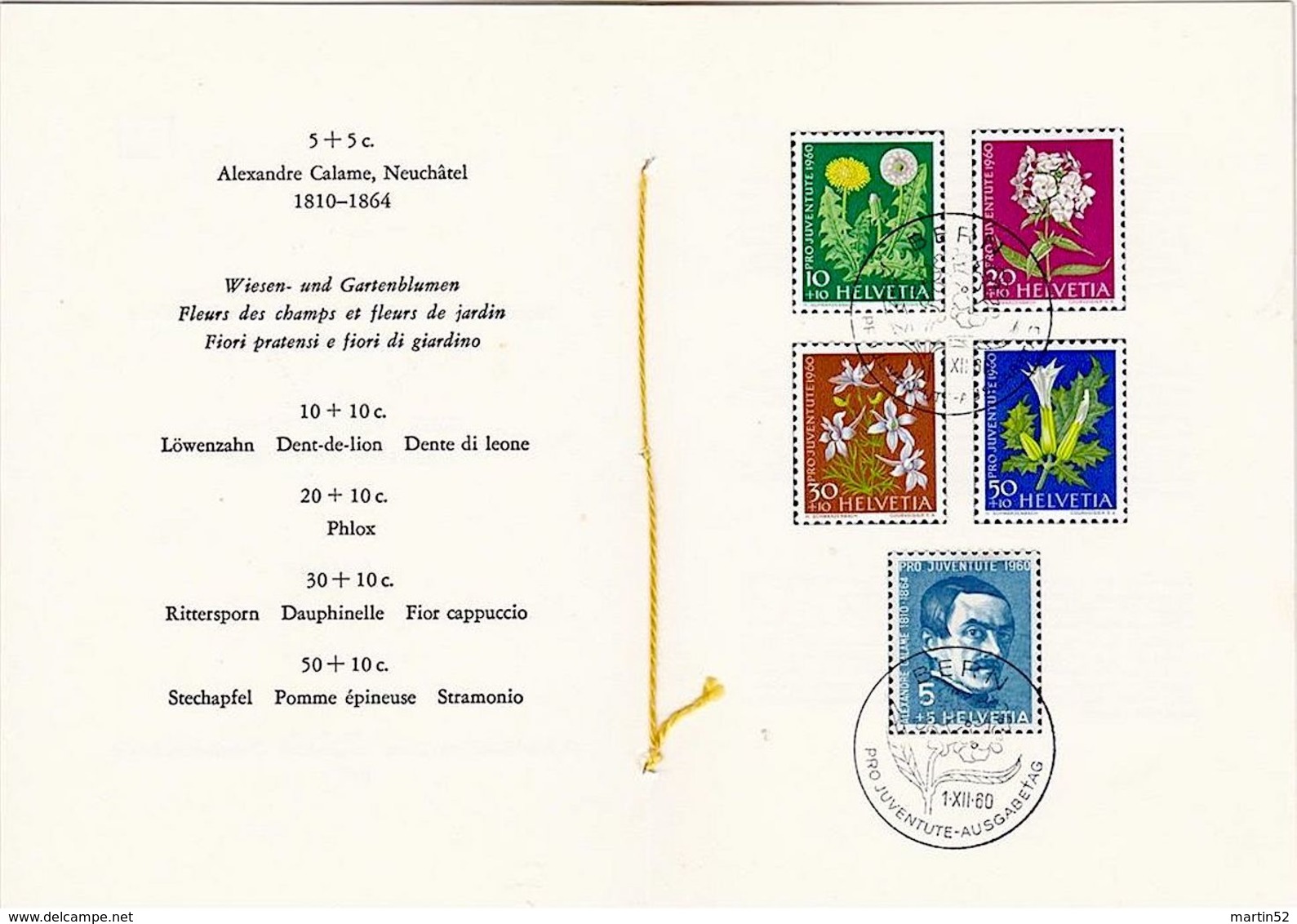 SCHWEIZ SUISSE 1960: Offizielles PTT-Faltblatt Nr. 38 Pro Juventute Mit ET-o BERN 1.XII.60 (SBK CHF 23.00) - Lettres & Documents