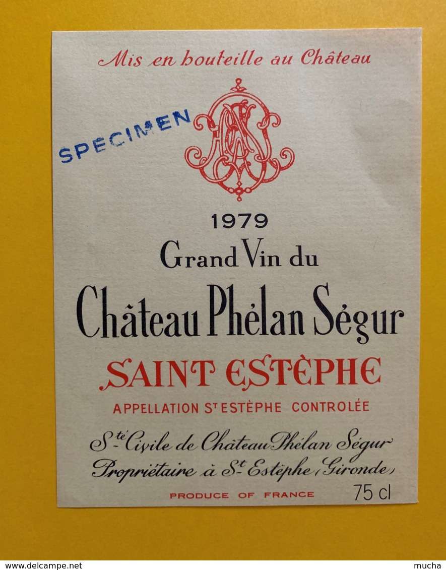 9577 - Château Phélan Sègur 1979  Saint-Estèphe Spécimen - Bordeaux