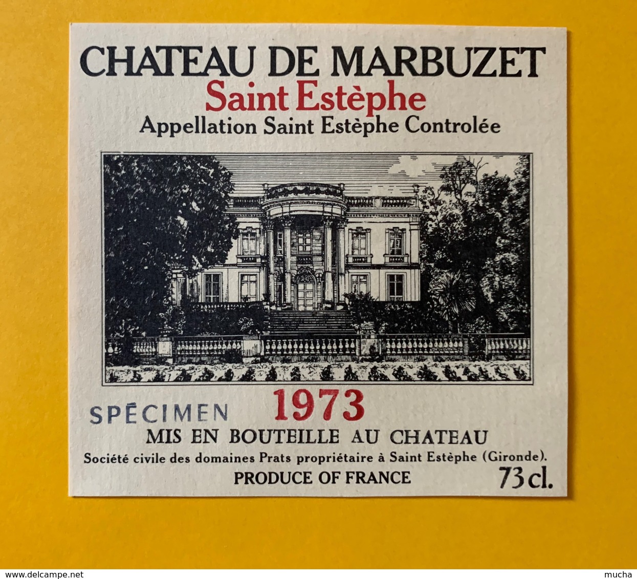 9580 - Château De Marbuzet 1973 Saint-Estèphe  Spécimen - Bordeaux
