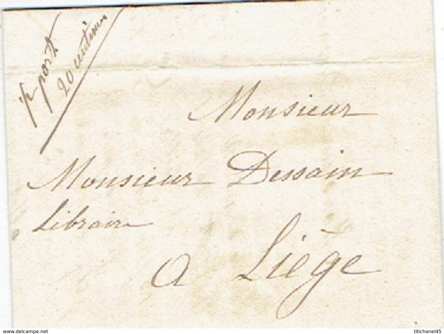 Précurseur 25/9/1847 Lettre Datée De BRUXELLES Avec Manuscrit "1/2 Port 20 Centimes" Signé épouse DEPREZ Née PARENT - 1830-1849 (Belgique Indépendante)