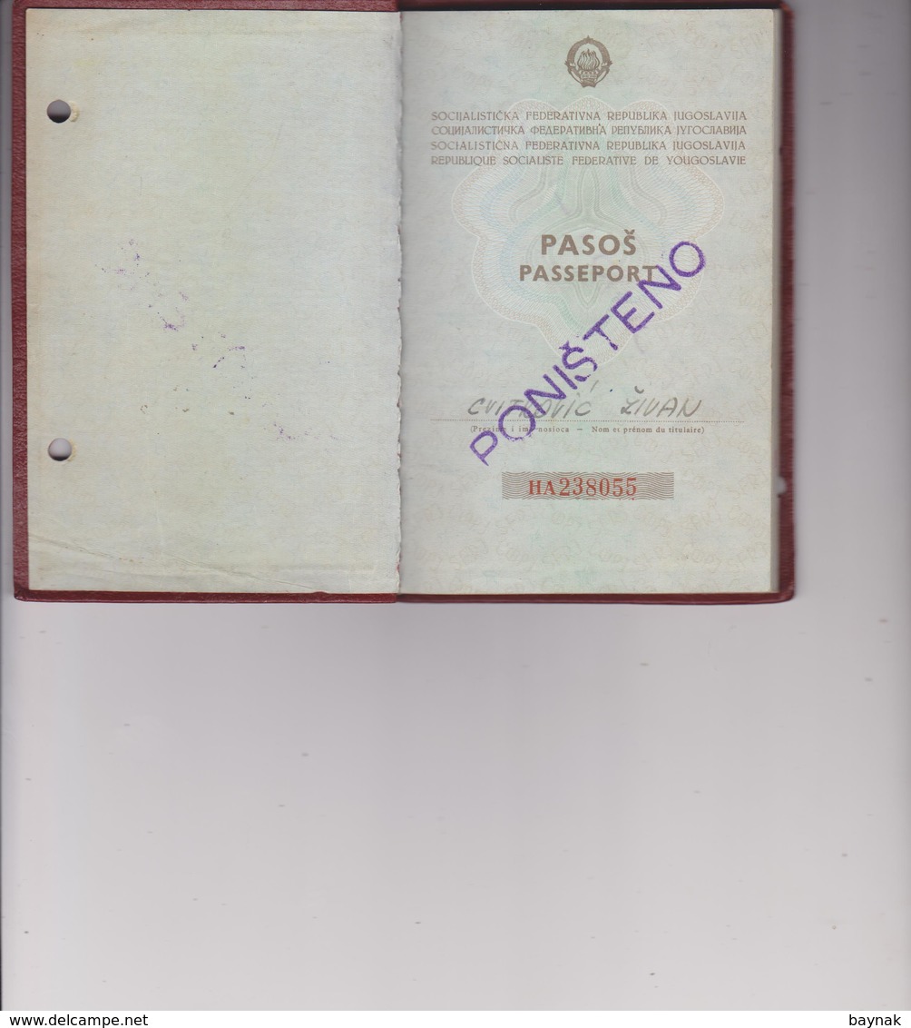 PM44  - SFR  YUGOSLAVIA  - PASSPORT - NO PHOTO  ~ ZIVAN CVITKOVIC  -  KOMPONIST, SIBENIK  -  1966  --  VISA  DEUTSCHLAND - Historische Documenten