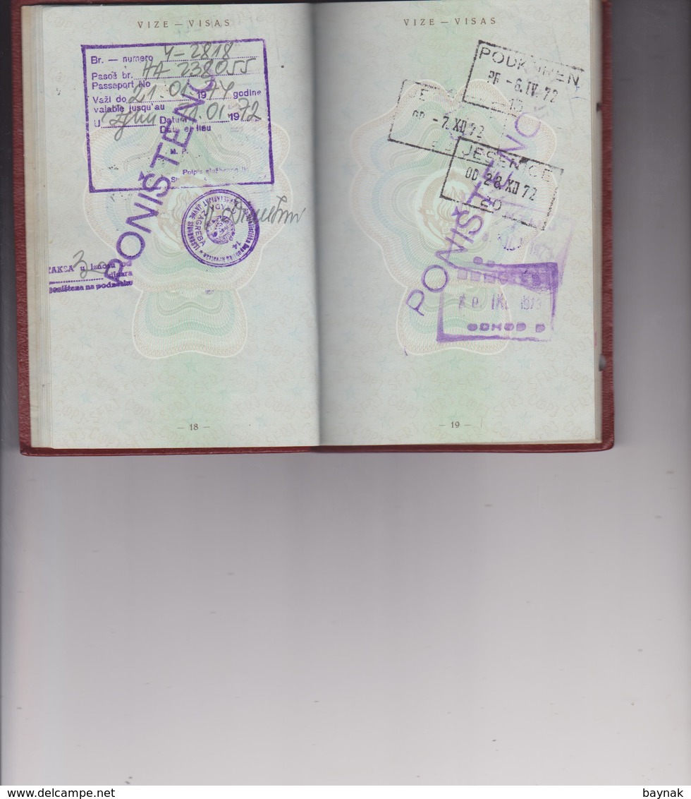 PM44  - SFR  YUGOSLAVIA  - PASSPORT - NO PHOTO  ~ ZIVAN CVITKOVIC  -  KOMPONIST, SIBENIK  -  1966  --  VISA  DEUTSCHLAND