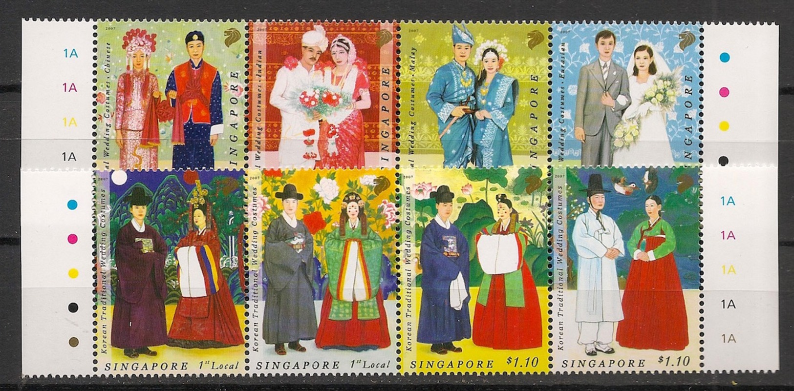 Singapore - 2007 -n°Yv. 1526 à 1533 - Costumes - Neuf Luxe ** / MNH / Postfrisch - Singapour (1959-...)