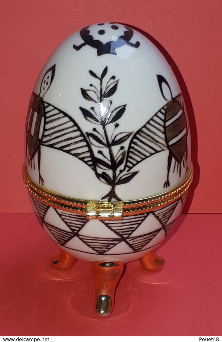 Oeuf En Porcelaine, De Collection, Boite à Bijoux Style Fabergé - Eier