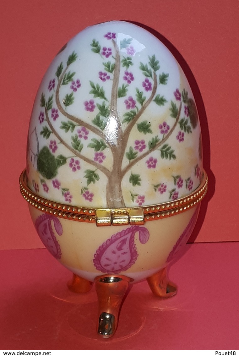 Oeuf En Porcelaine, De Collection, Boite à Bijoux Style Fabergé - Oeufs