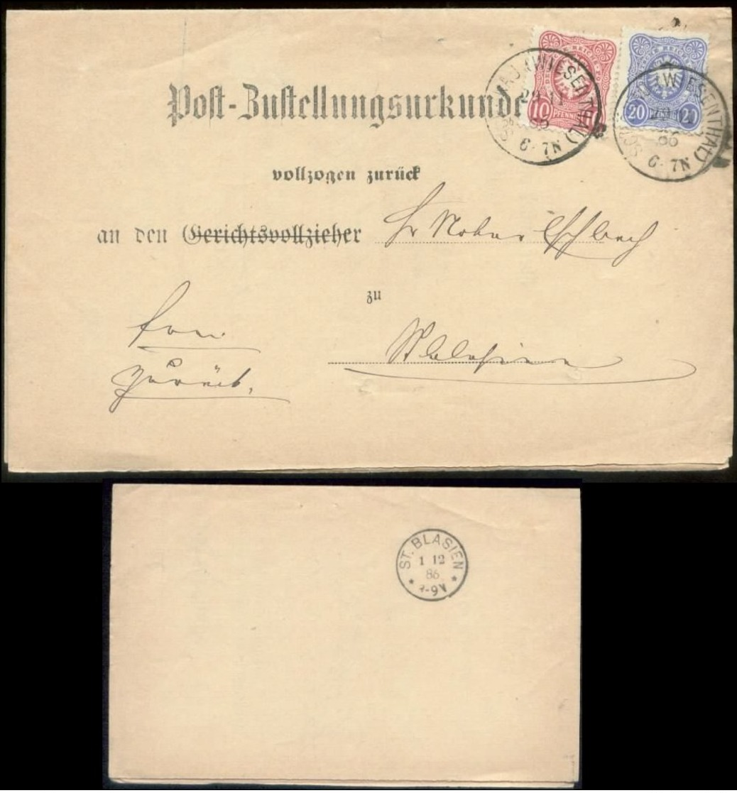 19261 DR Brief ZU Schönau Wiesenthal  - St Blasien 1886 , Bedarfserhaltung , Signiert Jäschke Lantelme. - Lettres & Documents