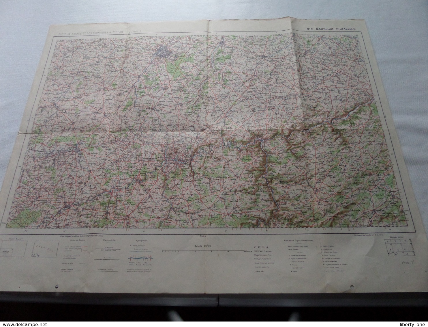 MAUBEUGE - BRUXELLES ( Flle N° 5 - Type 1912 ) Schaal / Echelle / Scale 1/200.000 ( Voir / Zie Photo) - Geographische Kaarten