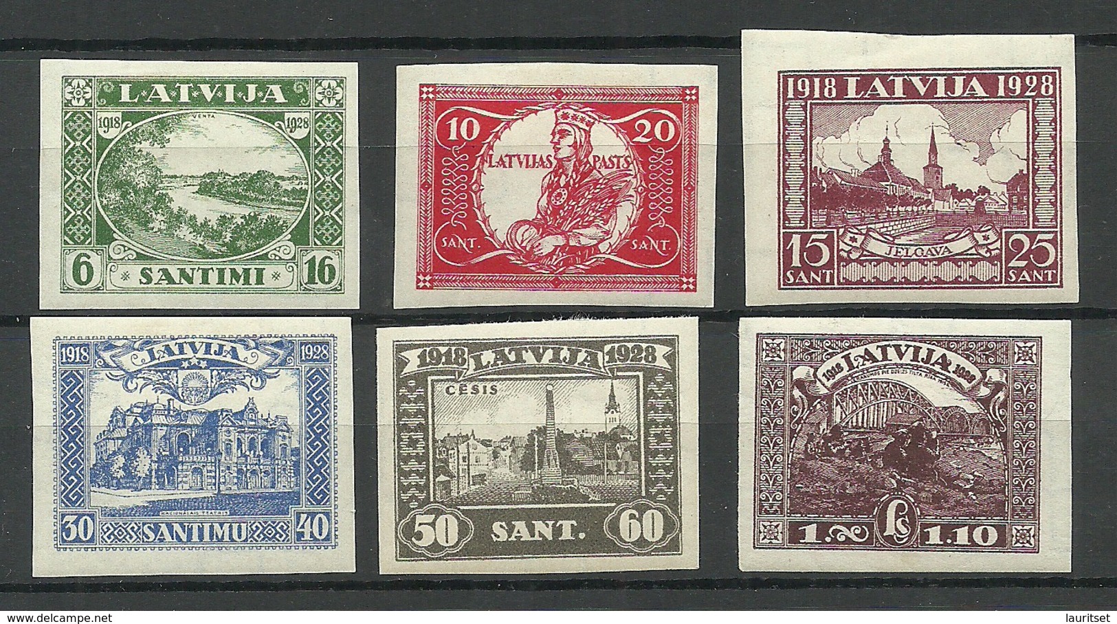 LETTLAND Latvia 1928 Michel 138 - 143 B * (Mi 143 Signed Richter) - Latvia