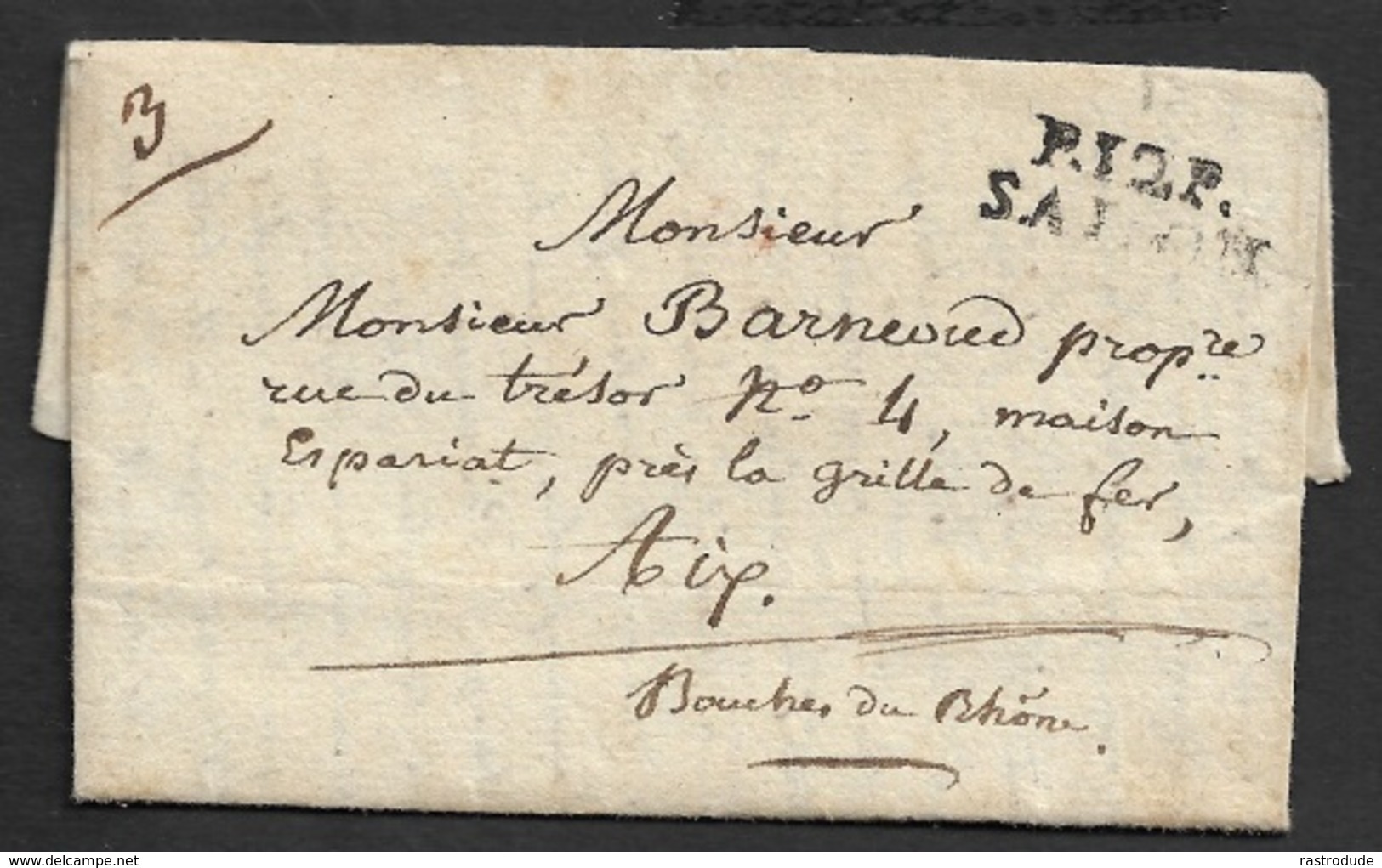 LAC - PORT PAYÉ - P.12.P SALON 23mm X 8mm (BOUCHES DU RHONE) Pour AIX - 1701-1800: Précurseurs XVIII