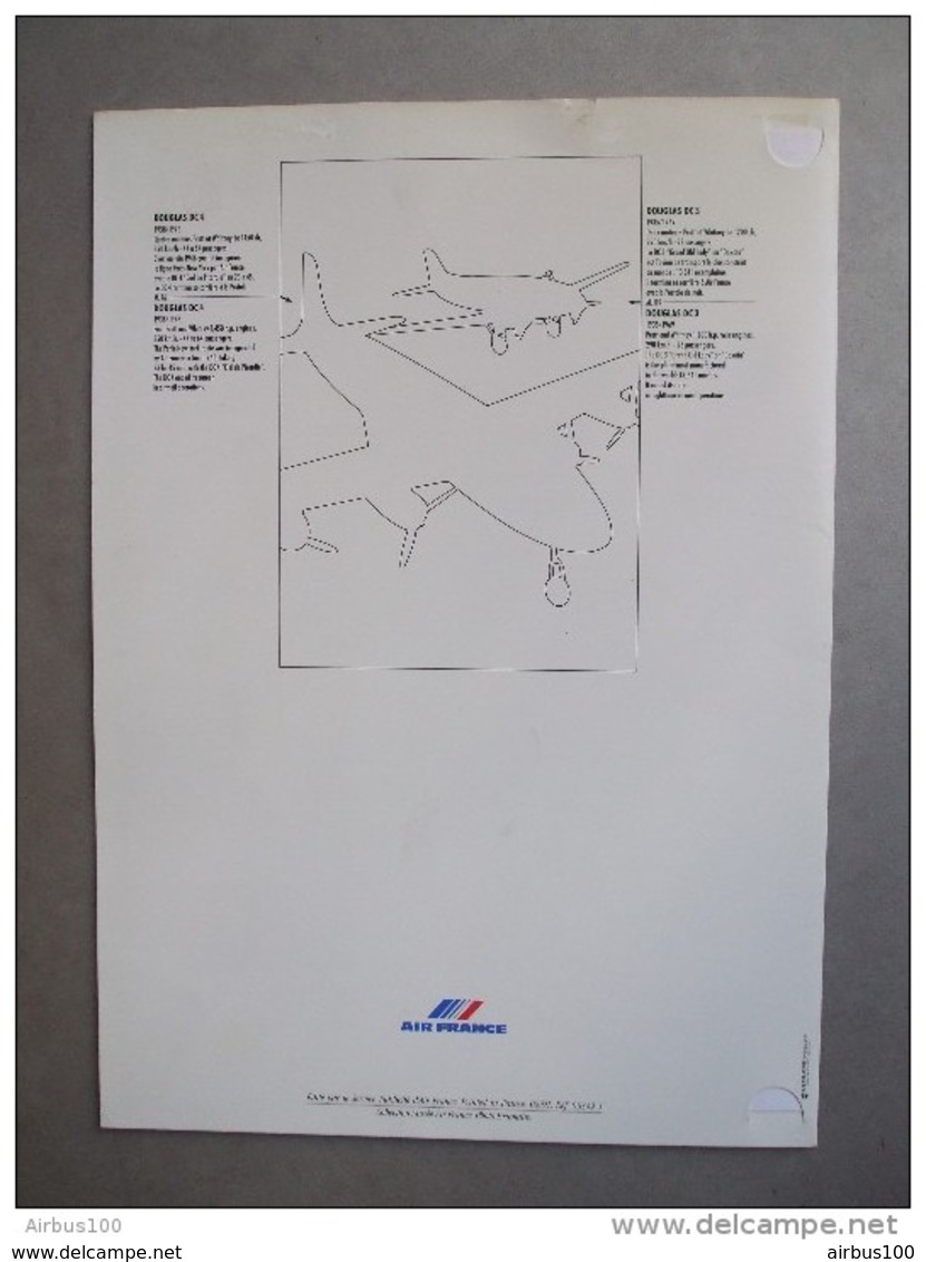 MENU AIR FRANCE - AVION PLANE DOUGLAS DC3 DC4 - PARIS BUENOS AIR - PARCOURS PARIS RIO De JANEIRO - 3 Scans - - Menus