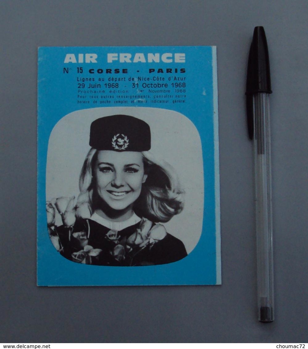 007, Transports Aviation Commerciale, Horaires Air France Corse Paris - 1968 - Bon état, Petite Pliure Sur La Première P - Horaires