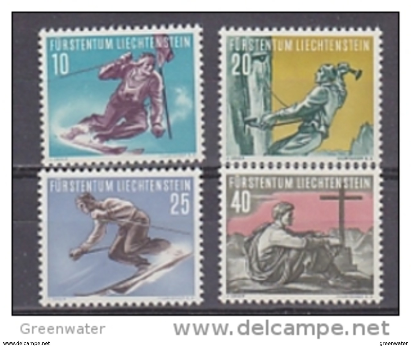 Liechtenstein 1955 Sport II Bergsteigen Und Skilaufen 4v * Mh (= Mint, Hinged) (41665A) - Neufs