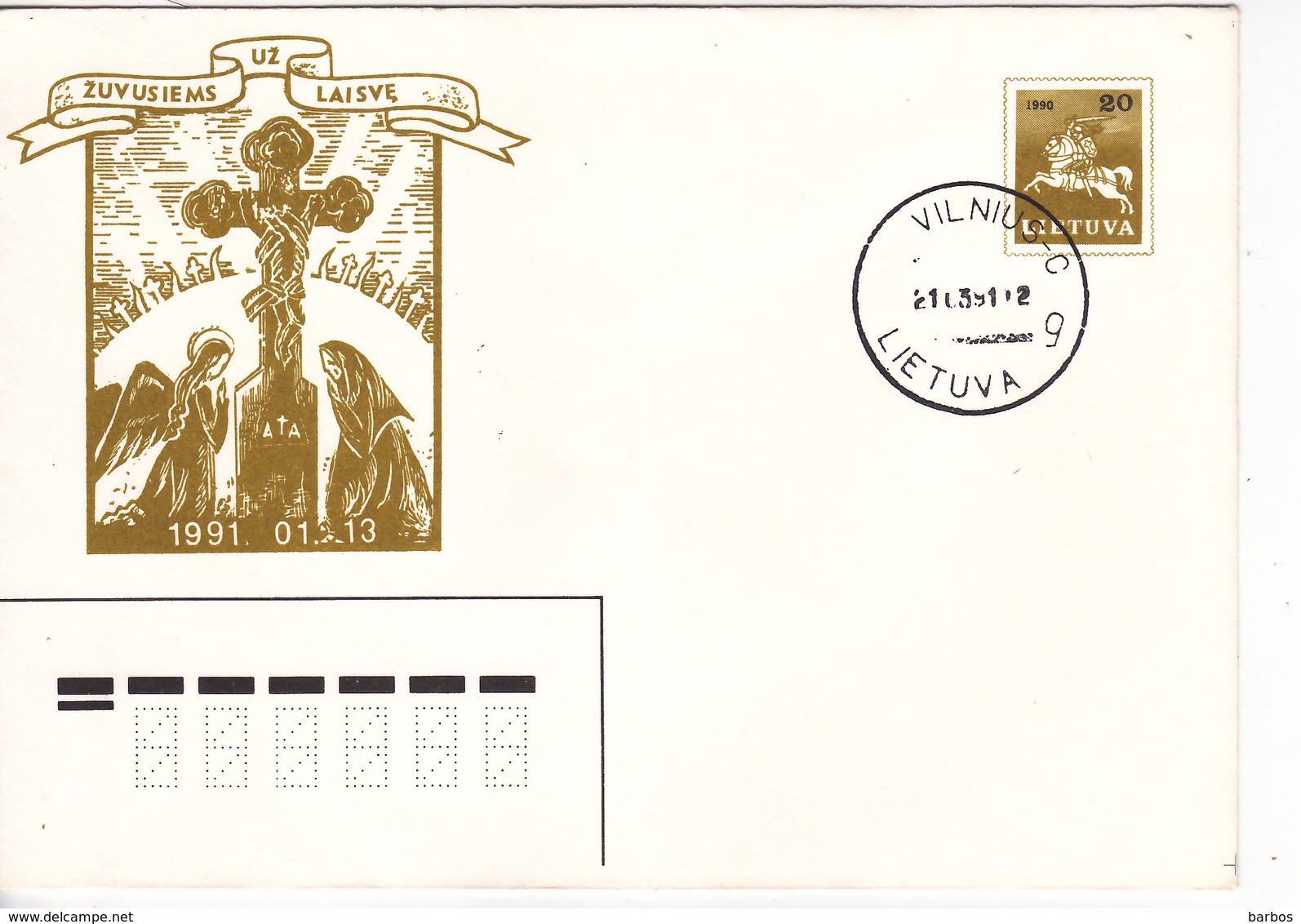 Lituanie   Lietuva 1991  Pre-paid Envelope - Lithuania