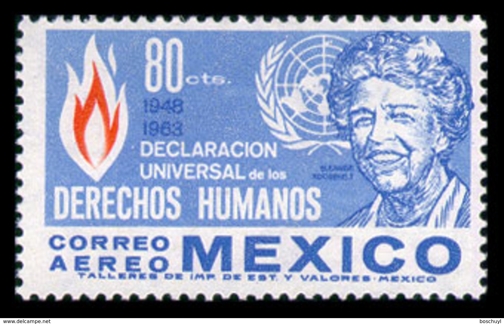 Mexico, 1964, Human Rights, Roosevelt, United Nations, MNH, Michel 1166 - Mexique