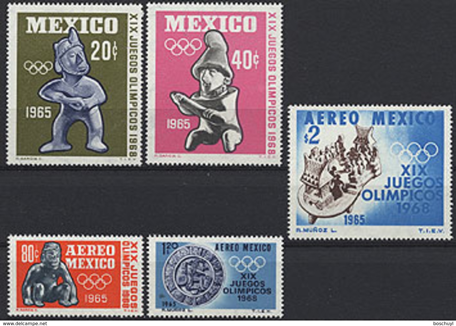 Mexico, 1965, Olympic Summer Games Mexico, Sports, MNH, Michel 1192-1196 - Mexique