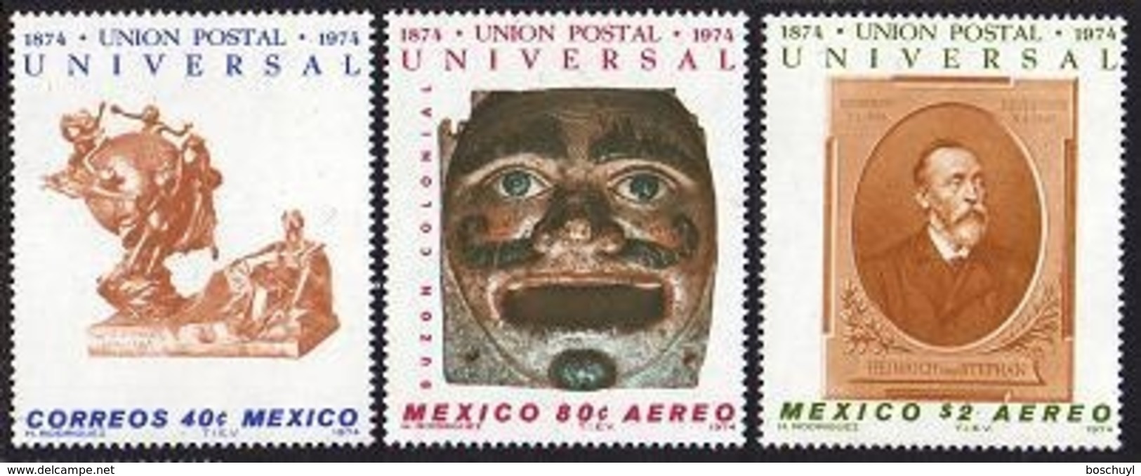 Mexico, 1974, UPU Centenary, Universal Postal Union, United Nations, MNH, Michel 1434-1436 - Mexique