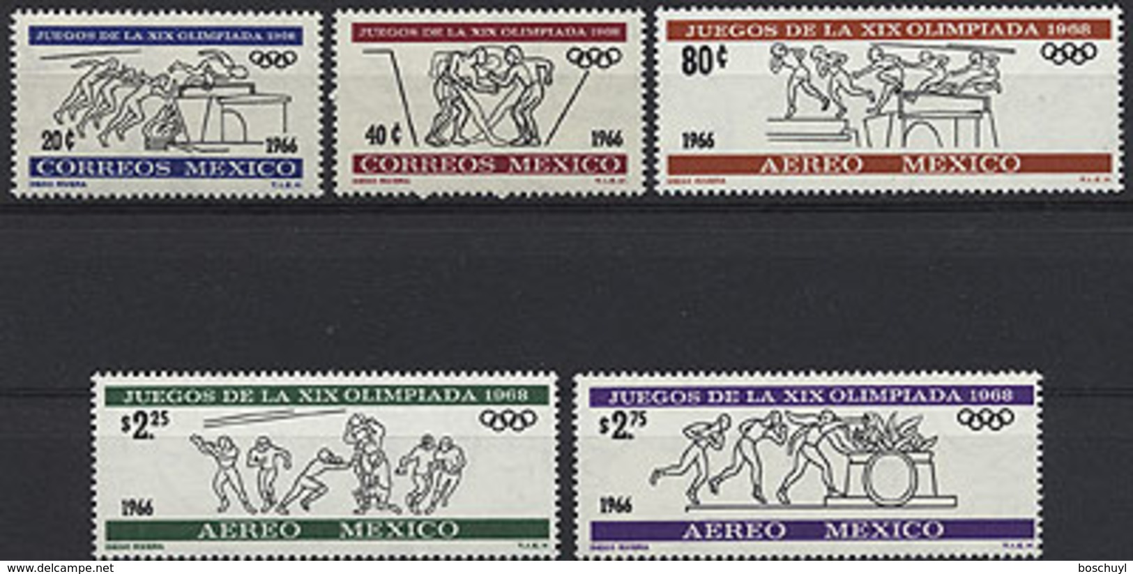 Mexico, 1966, Olympic Summer Games Mexico, Sports, MNH, Michel 1214-1218 - Mexique