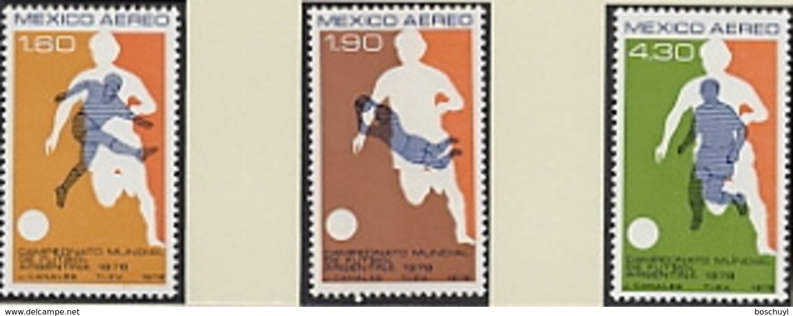 Mexico, 1978, Soccer World Cup Argentina, Football, MNH, Michel 1588-1590 - Mexique