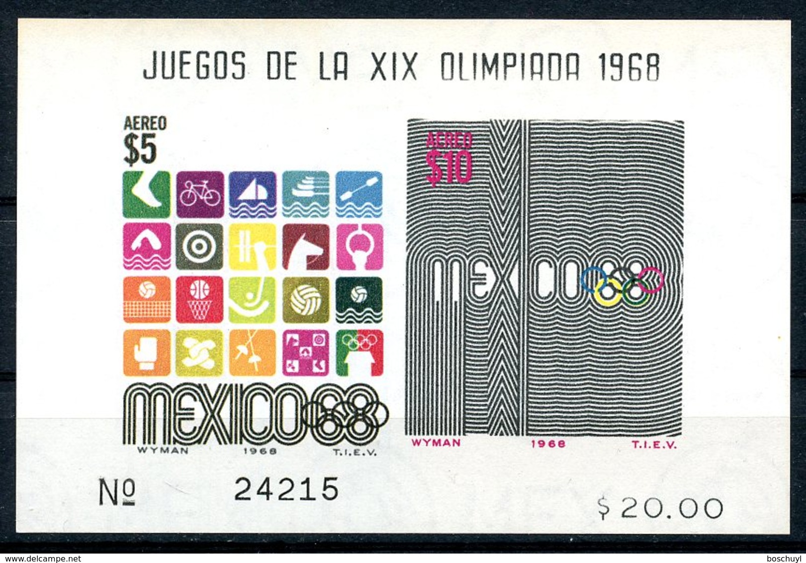 Mexico, 1968, Olympic Summer Games Mexico, Sports, MNH, Michel Block 18 - Mexique