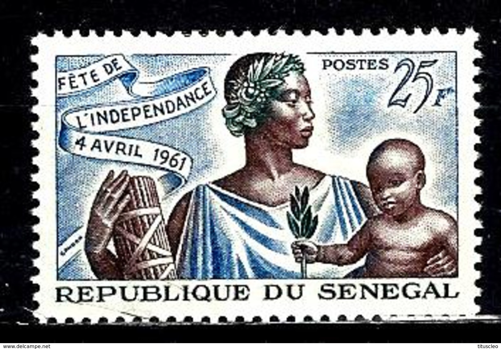 SÉNÉGAL 204* 25f Bleu, Violet-brun Et Vert Foncé Fête De L'indépendance - Sénégal (1960-...)