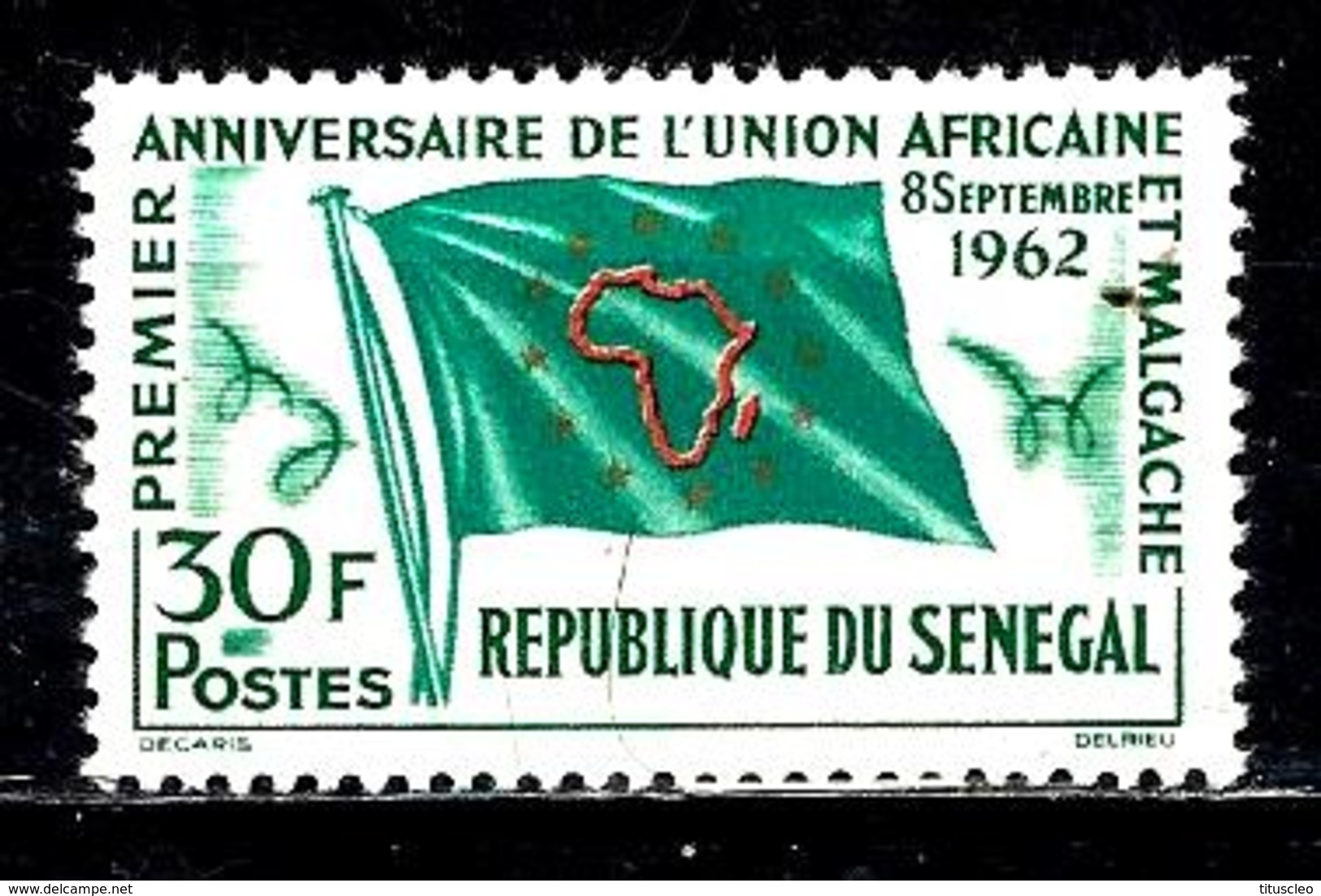 SÉNÉGAL 215* 30f Vert-bleu, Or Et Rouge Anniversaire De L'Union Africaine Et Malgache - Sénégal (1960-...)
