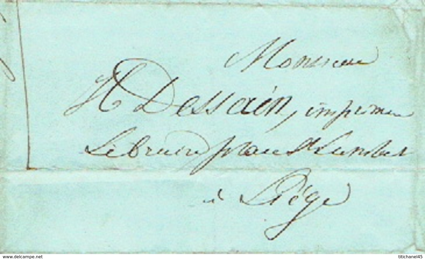 Précurseur 14/12/1847 Lettre Envoyée Par Le Porteur MASSET De HERVE à LIEGE - Signé BAYAUX-PARIS Imprimeur-libraire - 1830-1849 (Belgique Indépendante)