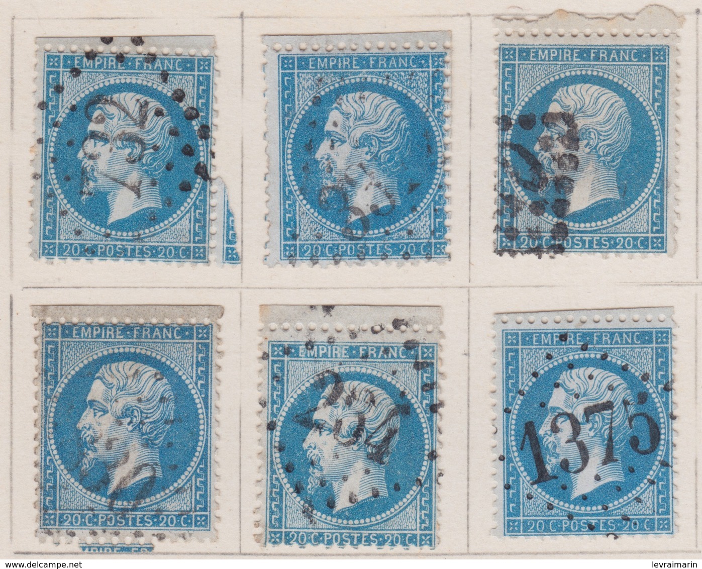 N°22, 6 Exemplaires Avec Bord De Feuille Supérieure, Rare Dentelés, TB, Beaucoup Plus Rare Que Sur Les Non Dentelés - 1862 Napoléon III