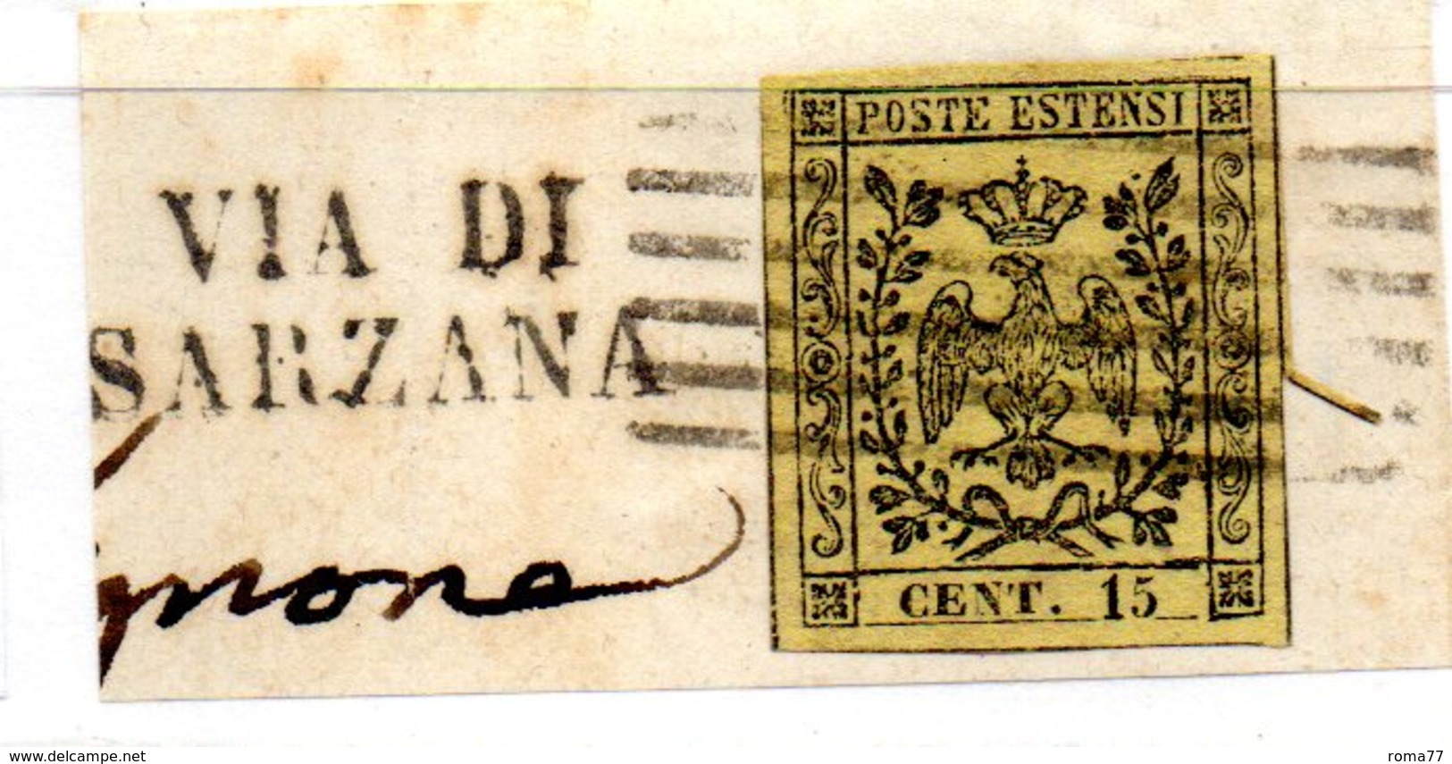 ASI36 - MODENA 1852 , 15 Cent  N. 3 Usato . VIA SARZANA - Modena