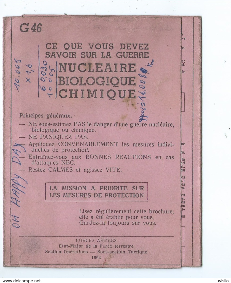 La Guerre Nucléaire-Biologique Et Chimique ( Brochure En 6 Volets Destinées Aux Miliciens) 1964 - Autres & Non Classés