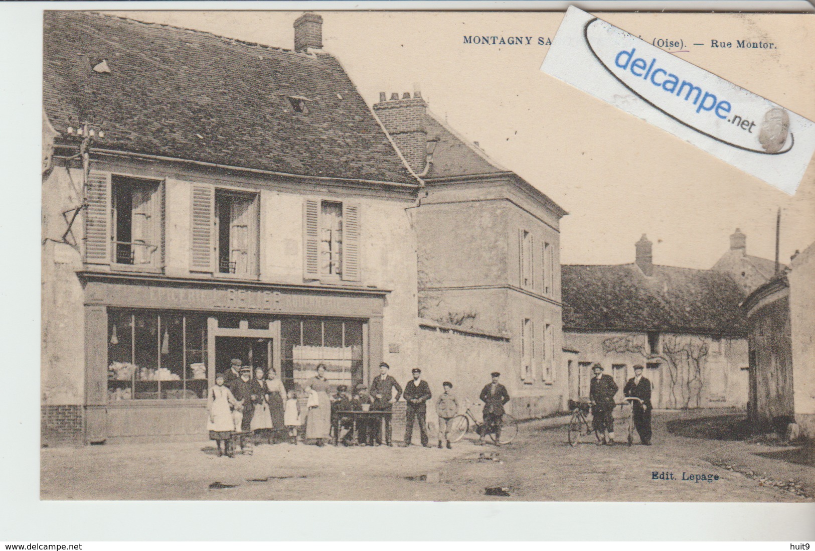 MONTAGNY-SAINTE-FELICITE : Rue Montor,Epicerie "Relier",animée. édit Lepage. - Autres & Non Classés