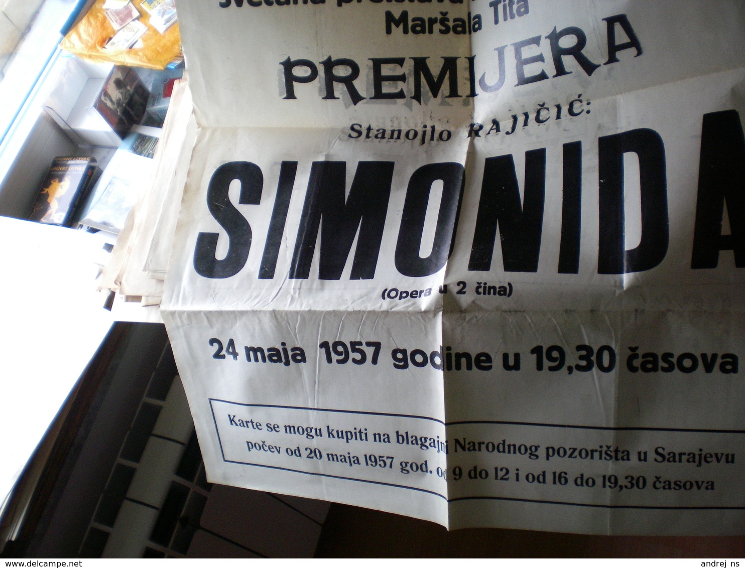 Old Poster Plakat Theater Big Narodno Pozorise U Sarejevu Opera Simonida 1957 - Affiches