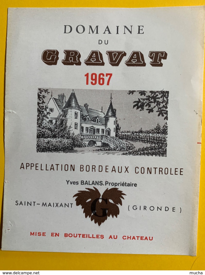 9691 - Domaine Du Gravat 1967 - Bordeaux